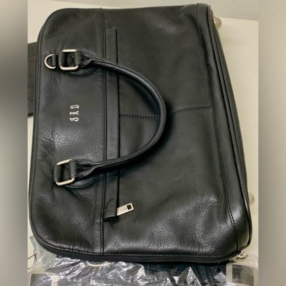 Black Leather Dilana Executive Series Laptop Briefcase Messenger Bag Brand New - Picture 5 of 16